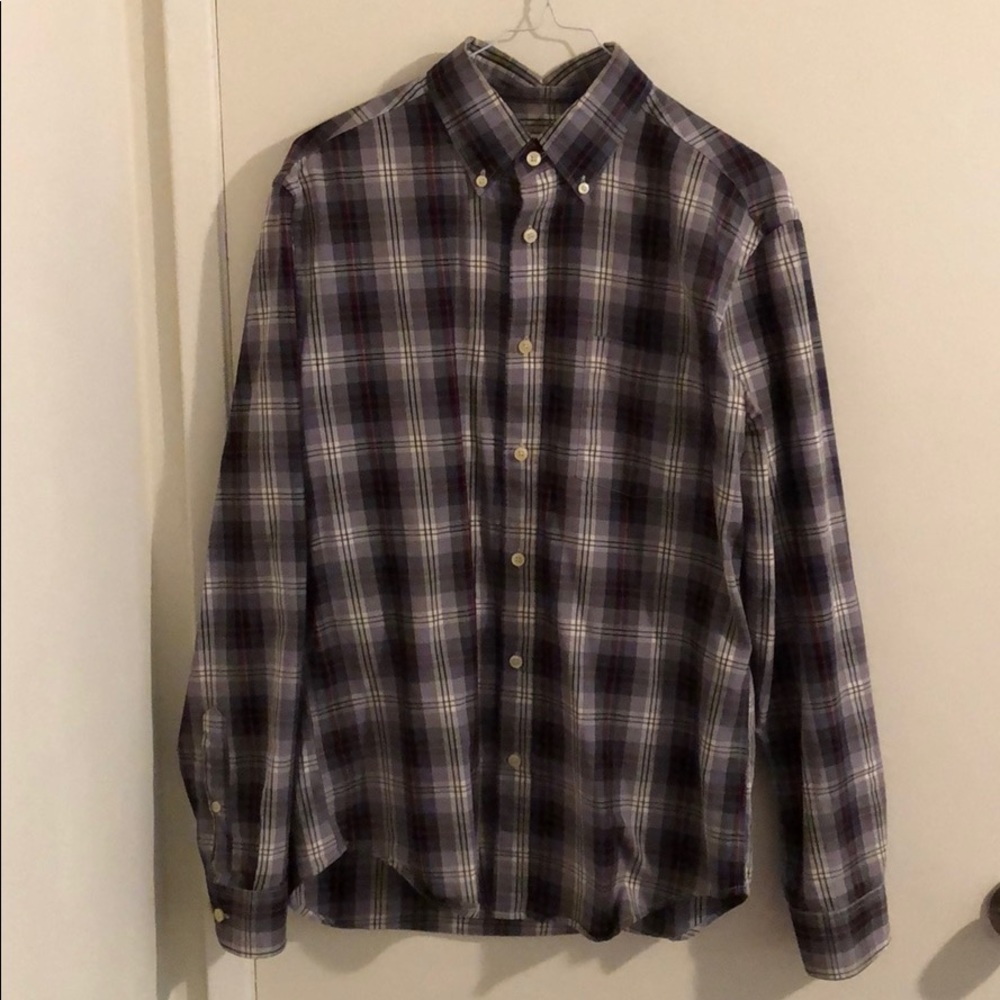 Plaid Long Sleeve Button Down Collar Shirt